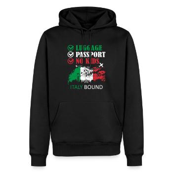 Passeport bagages Pas d’enfants Italie Bound Holiday Trip - Sweat à capuche Premium bio Homme - noir - Devant - Nico (187cm)