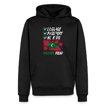 Passeport bagage Pas d’enfants Maldives Bound Vacation - Sweat à capuche Premium bio Homme - noir - Devant - Nico (187cm)