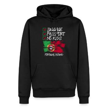 Gepäck Passport No Kids Portugal Bound Vacation - Männer Premium Bio Hoodie - Schwarz - Vorne - Nico (187cm)