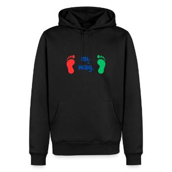 My Way 2 - Männer Premium Bio Hoodie - Schwarz - Vorne - Nico (187cm)