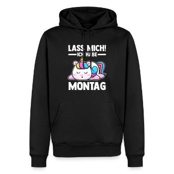 Einhorn Lass Mich Ich Habe Montag - Männer Premium Bio Hoodie - Schwarz - Vorne - Nico (187cm)