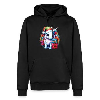 Entzückende Einhorn-Weihnachten, magisches Einhorn-Design - Männer Premium Bio Hoodie - Schwarz - Vorne - Nico (187cm)