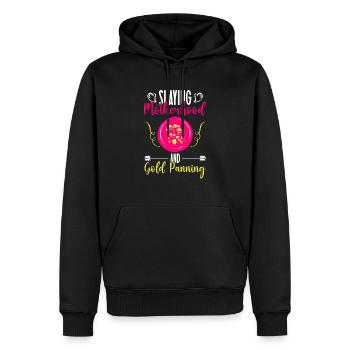 Dræber moderskab og guldpanorering Guldprospektering - Herre Premium økologisk hoodie - sort - Foran - Nico (187cm)
