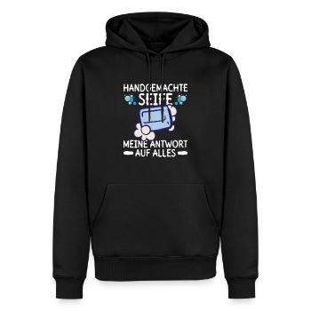Handgemachte Seife - Meine Antwort Auf Alles - - Männer Premium Bio Hoodie - Schwarz - Vorne - Nico (187cm)