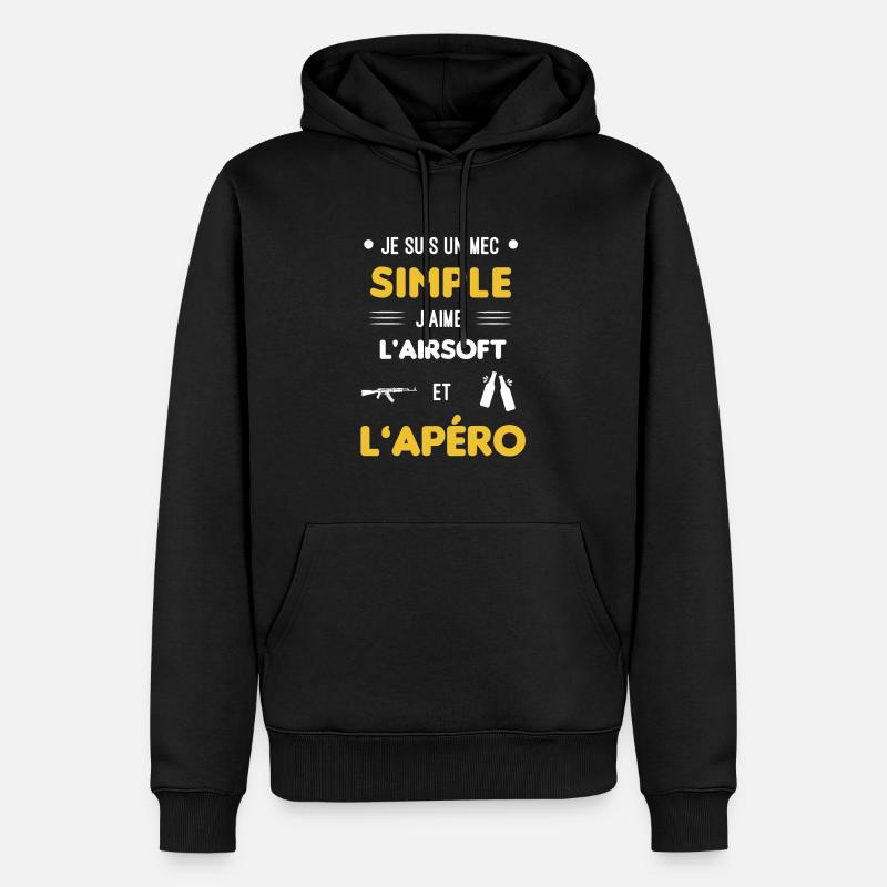 airsoft et apéro mec simple - Sweat à capuche Premium bio Homme - noir