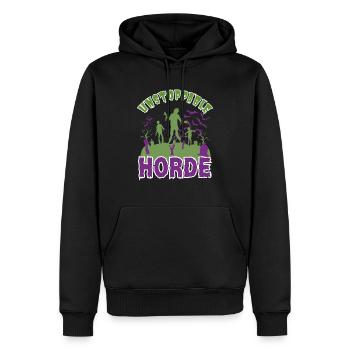 "Unstoppable Horde", Halloween Zombie Horde - Men’s Premium Organic Hoodie - black - Front - Nico (187cm)