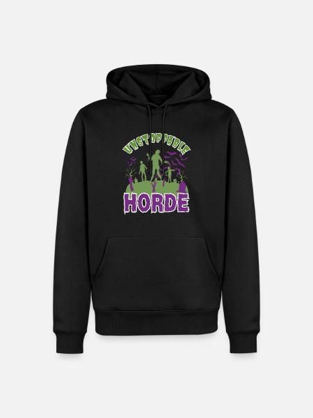 "Unstoppable Horde", Halloween Zombie Horde - Felpa con cappuccio ecologica premium da uomo - nero