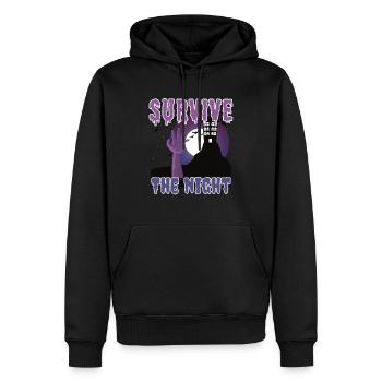 "Überlebe die Nacht", Das Erwachen der Zombies - Männer Premium Bio Hoodie - Schwarz - Vorne - Nico (187cm)