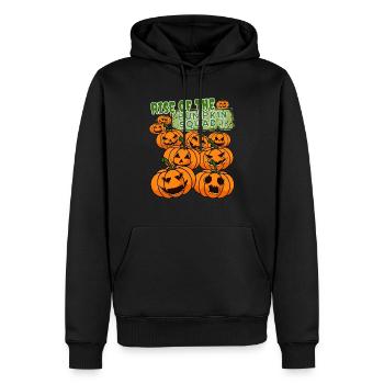 "Pumpkin Squad", Kürbis Erwachen Halloween - Männer Premium Bio Hoodie - Schwarz - Vorne - Nico (187cm)