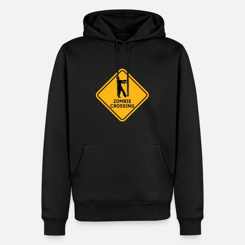 "Zombies Crossing", australisches Zombie-Panel - Männer Premium Bio Hoodie - Schwarz