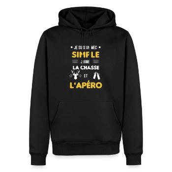 Hirschjagd und Aperitif einfacher Kerl - Männer Premium Bio Hoodie - Schwarz - Vorne - Nico (187cm)