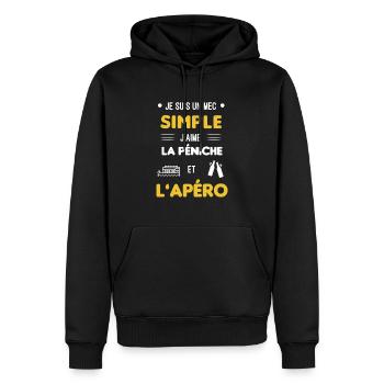 péniche et apéro mec simple - Sweat à capuche Premium bio Homme - noir - Devant - Nico (187cm)