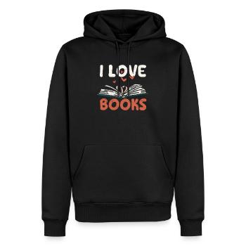 J’aime les livres coeur lecture amateurs de livres - Sweat à capuche Premium bio Homme - noir - Devant - Nico (187cm)