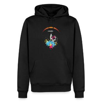 Amérique Totalité Printemps 4.08.24 Total Solaire - Sweat à capuche Premium bio Homme - noir - Devant - Nico (187cm)