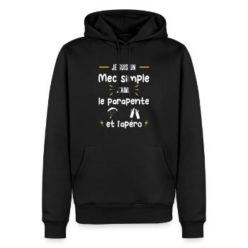 parapente apéro mec simple humour - Sweat à capuche Premium bio Homme - noir - Devant - Nico (187cm)