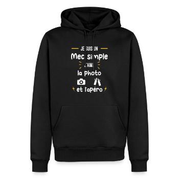 photo apéro mec simple humour - Sweat à capuche Premium bio Homme - noir - Devant - Nico (187cm)