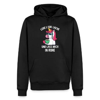 Lebe Liebe Lache & Lass Mich In Ruhe Einhorn - Männer Premium Bio Hoodie - Schwarz - Vorne - Nico (187cm)