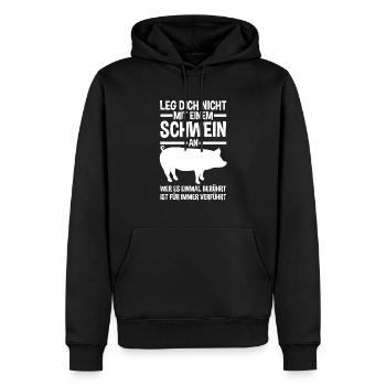 Ferkel Landwirt Bauer Bauernhof Schweine - Männer Premium Bio Hoodie - Schwarz - Vorne - Nico (187cm)