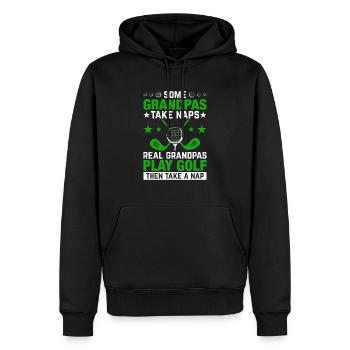 Jouer au golf, c’est vivre !- Swing the golf club - Sweat à capuche Premium bio Homme - noir - Devant - Nico (187cm)