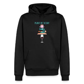 Plan For The Day Coffee Sewing Machine Wine Funny - Men’s Premium Organic Hoodie - black - Front - Nico (187cm)