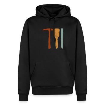 Rockhound's Toolkit Retro Farben - Rockhounding - Männer Premium Bio Hoodie - Schwarz - Vorne - Nico (187cm)