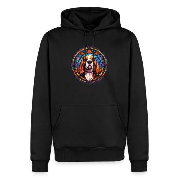 Ich liebe Glasmalerei und Beagle-Designs - Holy - Männer Premium Bio Hoodie - Schwarz - Vorne - Nico (187cm)