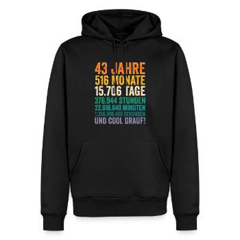 43 Jahre Fünfundvierzigster Geburtstag - Männer Premium Bio Hoodie - Schwarz - Vorne - Nico (187cm)