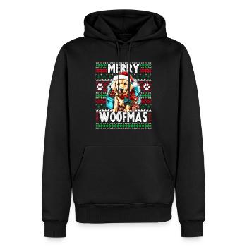 Pull de Noël moche Golden Retriever Dog - Chien - Sweat à capuche Premium bio Homme - noir - Devant - Nico (187cm)