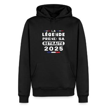 La Légende Prend Sa Retraite 2025 Cadeau - Sweat à capuche Premium bio Homme - noir - Devant - Nico (187cm)