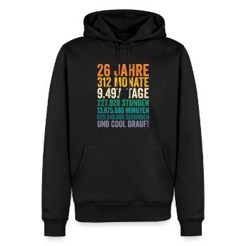 26 Jahre Sechsundzwanzigster Geburtstag - Männer Premium Bio Hoodie - Schwarz - Vorne - Nico (187cm)