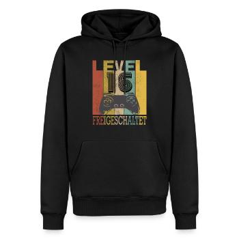 16. Geburtstag Junge Mädchen Level 16 Jahre 2007 - Männer Premium Bio Hoodie - Schwarz - Vorne - Nico (187cm)