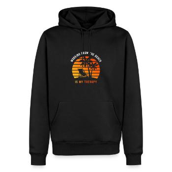 Travailler à partir d’une plage est ma thérapie - Sweat à capuche Premium bio Homme - noir - Devant - Nico (187cm)