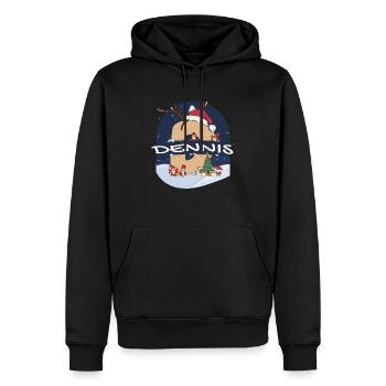 Toller Dennis Name mit Weihnachtsmütze im Weihnachtsthema - Männer Premium Bio Hoodie - Schwarz - Vorne - Nico (187cm)