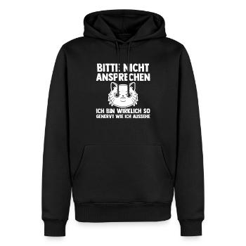 Katze Bitte Nicht Ansprechen - Männer Premium Bio Hoodie - Schwarz - Vorne - Nico (187cm)