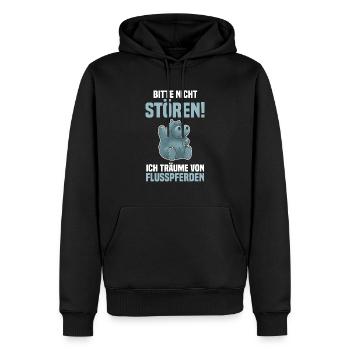 Nilpferd Flusspferd - Männer Premium Bio Hoodie - Schwarz - Vorne - Nico (187cm)