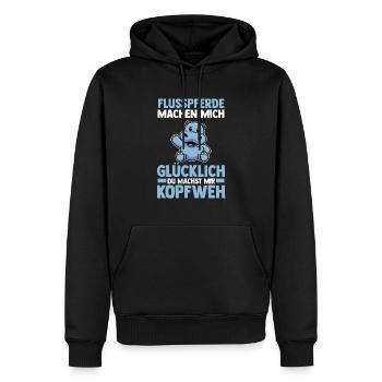 Nilpferd Flusspferd - Männer Premium Bio Hoodie - Schwarz - Vorne - Nico (187cm)