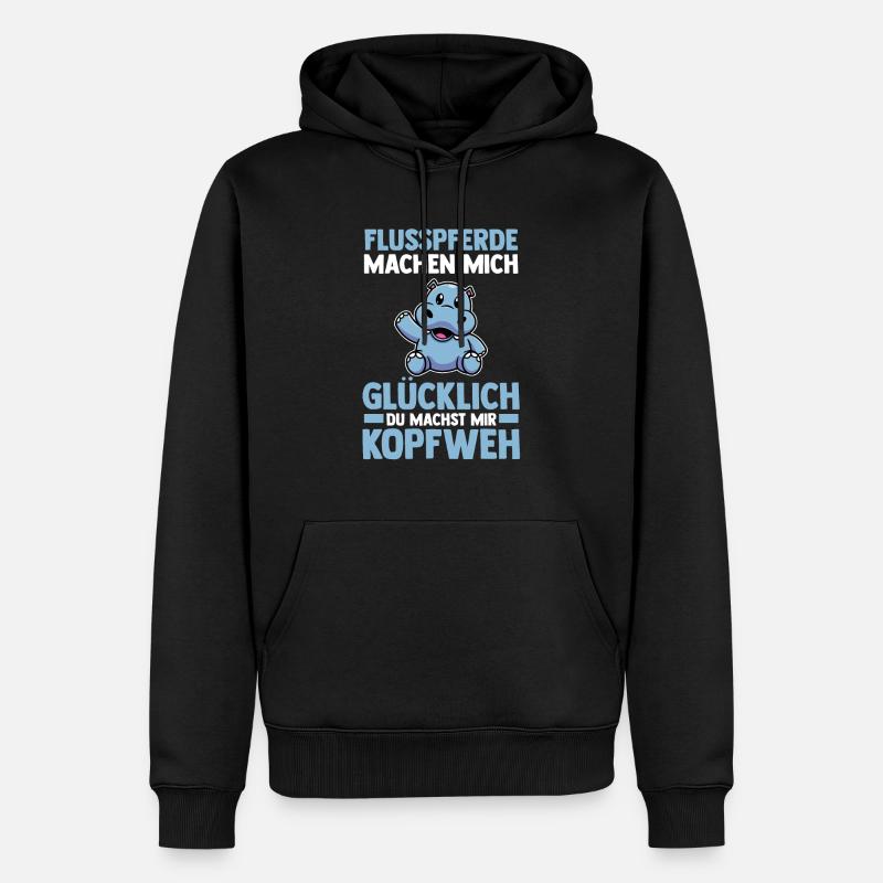 Nilpferd Flusspferd - Männer Premium Bio Hoodie - Schwarz