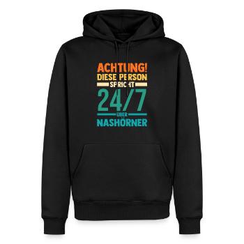 Nashorn - Männer Premium Bio Hoodie - Schwarz - Vorne - Nico (187cm)