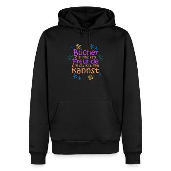Bücher sind meine Freunde - Männer Premium Bio Hoodie - Schwarz - Vorne - Nico (187cm)