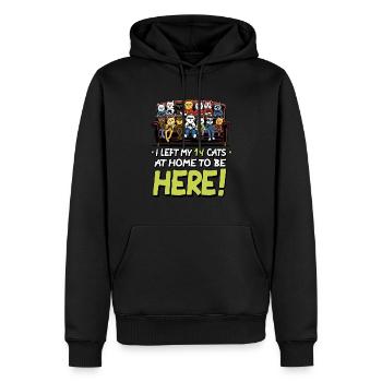 I Left My 14 Cats at Home to be Here Funny Cat Lov - Men’s Premium Organic Hoodie - black - Front - Nico (187cm)