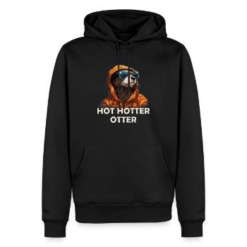 Lustiges Hot Hotter Otter Spruch Damen und Herren - Männer Premium Bio Hoodie - Schwarz - Vorne - Nico (187cm)