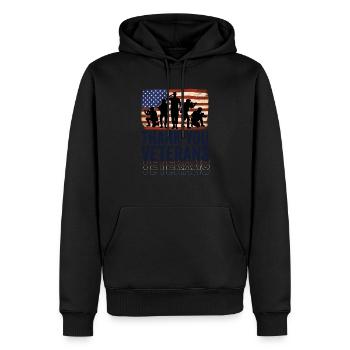 Patriotique MERCI AUX ANCIENS COMBATTANTS et aux soldats - Sweat à capuche Premium bio Homme - noir - Devant - Nico (187cm)