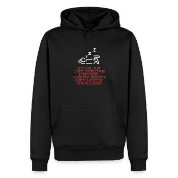 Schlaf ist meine Droge! - Männer Premium Bio Hoodie - Schwarz - Vorne - Nico (187cm)