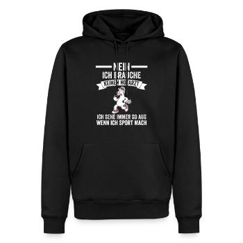 Sportmuffel Morgenmuffel Lustige Sprüche - Männer Premium Bio Hoodie - Schwarz - Vorne - Nico (187cm)