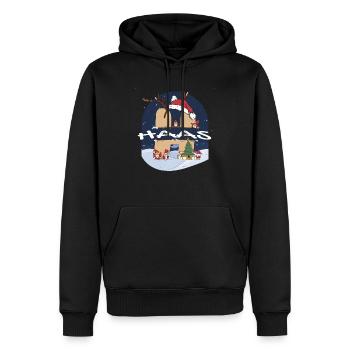 Impressionnant nom Haas w chapeau de père Noël dans le thème de Noël - Sweat à capuche Premium bio Homme - noir - Devant - Nico (187cm)