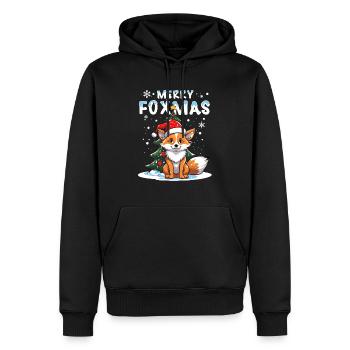 Cute fox celebrating Christmas in the snow - Men’s Premium Organic Hoodie - black - Front - Nico (187cm)