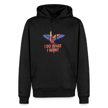 Je fais ce que je veux Perroquet propriétaire oiseau aviaire - Sweat à capuche Premium bio Homme - noir - Devant - Nico (187cm)