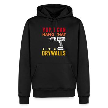 Installateur de cloisons sèches Plaquiste Finisseur de cloisons sèches - Sweat à capuche Premium bio Homme - noir - Devant - Nico (187cm)
