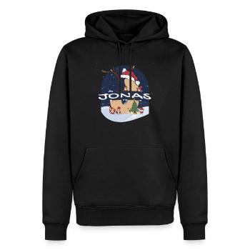 Toller Jonas Name mit Weihnachtsmütze im Weihnachtsthema - Männer Premium Bio Hoodie - Schwarz - Vorne - Nico (187cm)