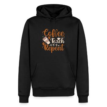 Coffee Teach Repeat - Men’s Premium Organic Hoodie - black - Front - Nico (187cm)